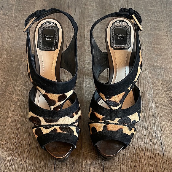 Christian Dior Leopard and Wood Heels - Picture 2 of 16
